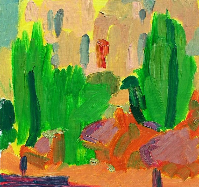 Carey's House, Sundown, Oil Painting